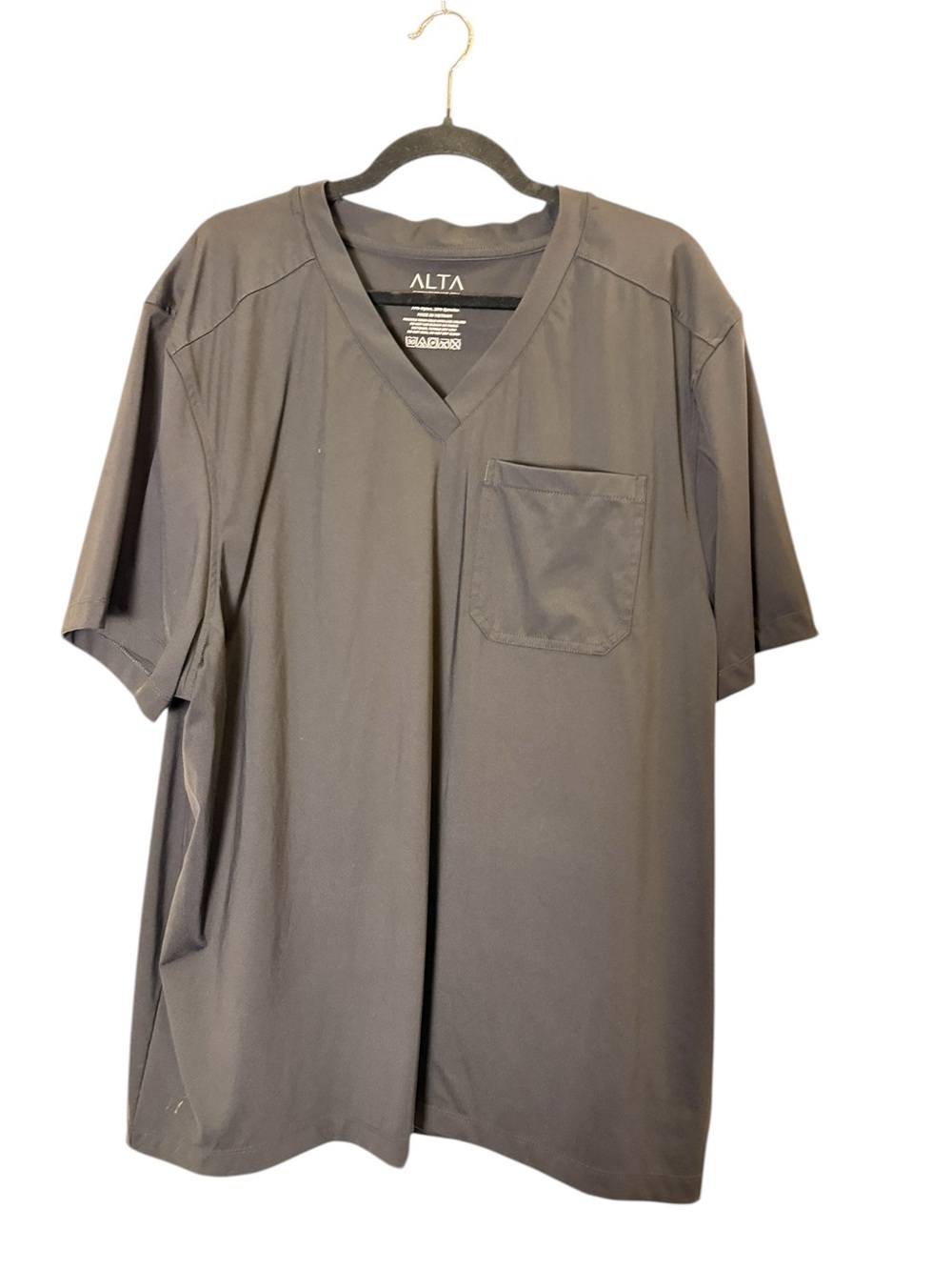 Alta Men's V-Neck Short Sleeve Pocket Tee Utility Medical Scrubs Black sz XXL